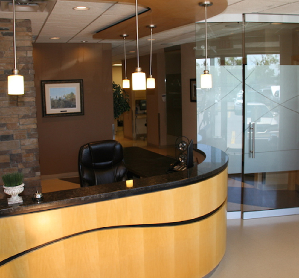 reception desk of midnapore dental wellness